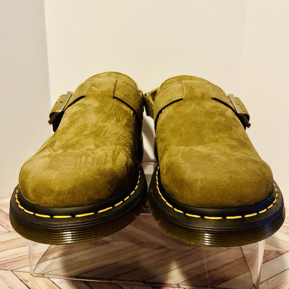 Dr Martens Jorge II Tumbled Nubuck Muted Olive Leather M 11 W 12 Slingback Mules - Picture 6 of 8